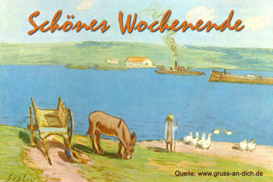 Sommerkarte, Boote, Esel, Meisterwerke, See, Text: Schönes Wochenende